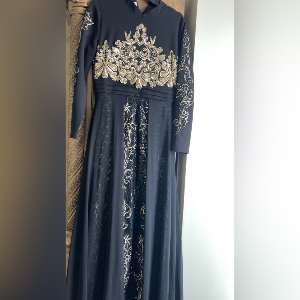 Elegant Black and Gold Embroidered Dress